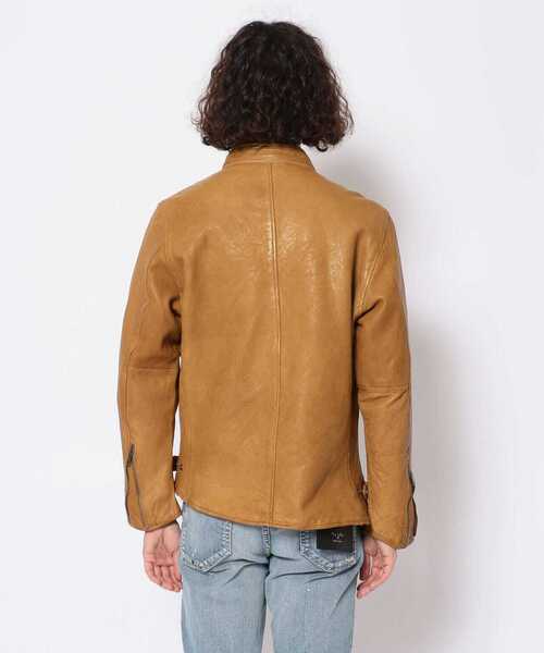 NCB neat caprice brand（エヌシービーニートカプリスブランド）の「NCB neat caprice brand(エヌシービーニートカプリスブランド) シープシングルライダース（ライダースジャケット・メンズ・ブラック/キャメル・MEDIUM/LARGE/X-LARGE/SMALL）」の6枚目の写真