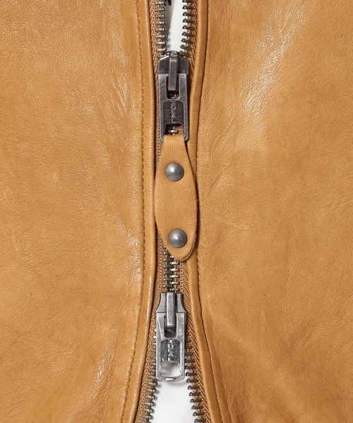 NCB neat caprice brand（エヌシービーニートカプリスブランド）の「NCB neat caprice brand(エヌシービーニートカプリスブランド) シープシングルライダース（ライダースジャケット・メンズ・ブラック/キャメル・MEDIUM/LARGE/X-LARGE/SMALL）」の11枚目の写真