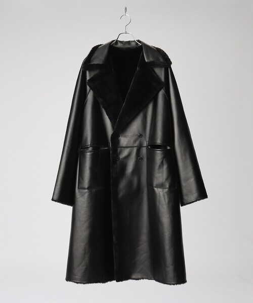 tk.TAKEO KIKUCHI（ティーケータケオキクチ）の「◆シンセティックレザー×ファー リバーシブルコート（チェスターコート・メンズ・ブラック・88）」の14枚目の写真