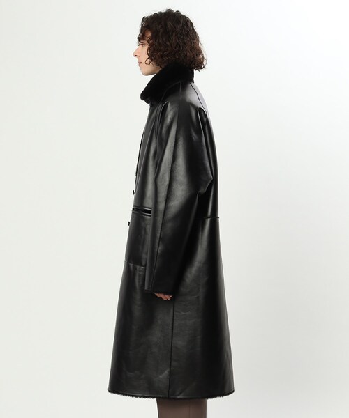 tk.TAKEO KIKUCHI（ティーケータケオキクチ）の「◆シンセティックレザー×ファー リバーシブルコート（チェスターコート・メンズ・ブラック・88）」の10枚目の写真