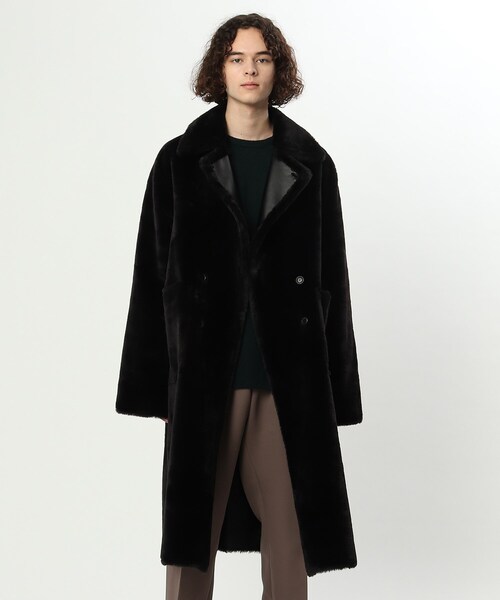 tk.TAKEO KIKUCHI（ティーケータケオキクチ）の「◆シンセティックレザー×ファー リバーシブルコート（チェスターコート・メンズ・ブラック・88）」の11枚目の写真
