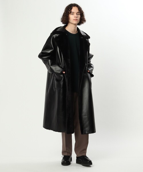 tk.TAKEO KIKUCHI（ティーケータケオキクチ）の「◆シンセティックレザー×ファー リバーシブルコート（チェスターコート・メンズ・ブラック・88）」の16枚目の写真