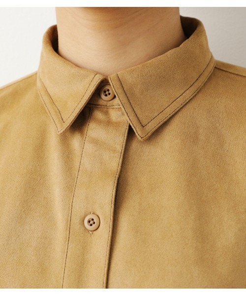 RODEO CROWNS WIDE BOWL(ロデオクラウンズワイドボウル)の「FAUX SUEDE ビッグシャツ(シャツ/ブラウス・レディース・ブラウン/ライトグリーン/ベージュ・FREE)」の20枚目の写真