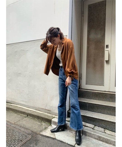 RODEO CROWNS WIDE BOWL(ロデオクラウンズワイドボウル)の「FAUX SUEDE ビッグシャツ(シャツ/ブラウス・レディース・ブラウン/ライトグリーン/ベージュ・FREE)」の6枚目の写真