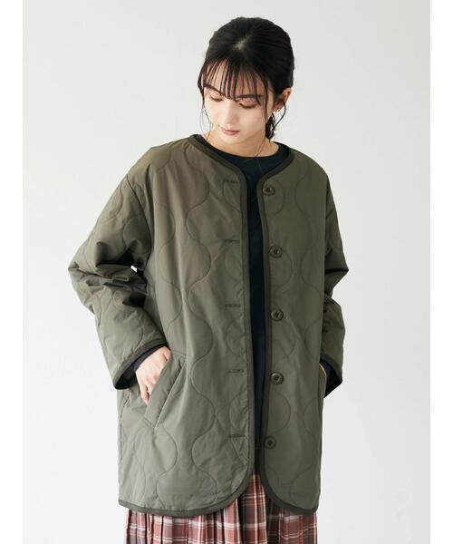 CRAFT STANDARD BOUTIQUE(クラフトスタンダードブティック)の「【CASHPAD】ノーカラー中綿キルトブルゾン *◇(ノーカラージャケット・レディース・ブラック/カーキ/ブラウン・FREE)」の19枚目の写真