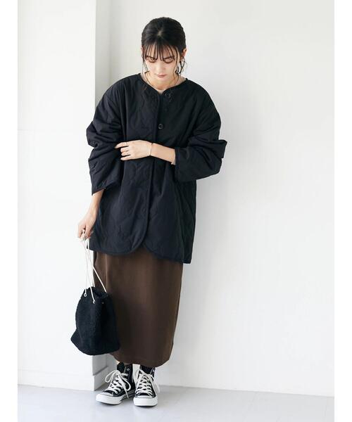 CRAFT STANDARD BOUTIQUE(クラフトスタンダードブティック)の「【CASHPAD】ノーカラー中綿キルトブルゾン *◇(ノーカラージャケット・レディース・ブラック/カーキ/ブラウン・FREE)」の21枚目の写真