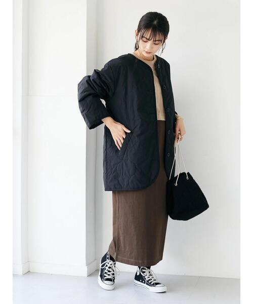 CRAFT STANDARD BOUTIQUE(クラフトスタンダードブティック)の「【CASHPAD】ノーカラー中綿キルトブルゾン *◇(ノーカラージャケット・レディース・ブラック/カーキ/ブラウン・FREE)」の22枚目の写真