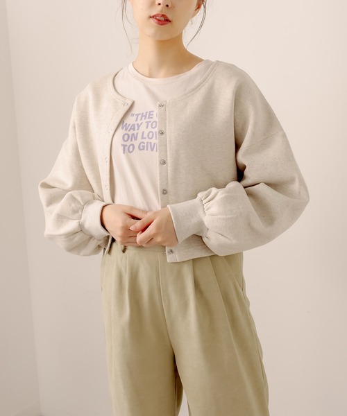 OLIVE des OLIVE（オリーブデオリーブ）の「２way着まわし、もちもち肌触り。裏起毛ダブルフロントトップス（カーディガン/ボレロ・レディース・ライトグレー/ブラック/ブラウン/レッド/グリーン・FREE）」の3枚目の写真