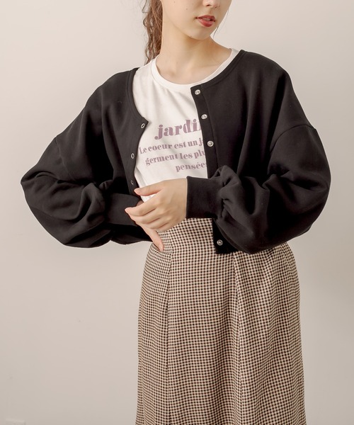 OLIVE des OLIVE（オリーブデオリーブ）の「２way着まわし、もちもち肌触り。裏起毛ダブルフロントトップス（カーディガン/ボレロ・レディース・ライトグレー/ブラック/ブラウン/レッド/グリーン・FREE）」の18枚目の写真