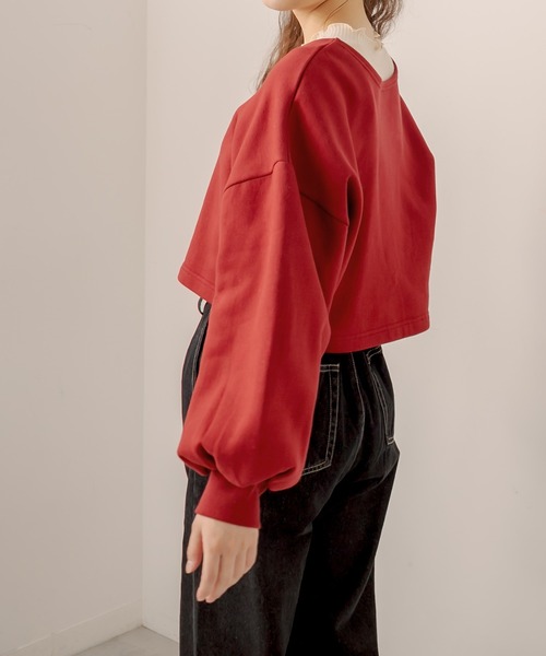 OLIVE des OLIVE（オリーブデオリーブ）の「２way着まわし、もちもち肌触り。裏起毛ダブルフロントトップス（カーディガン/ボレロ・レディース・ライトグレー/ブラック/ブラウン/レッド/グリーン・FREE）」の7枚目の写真