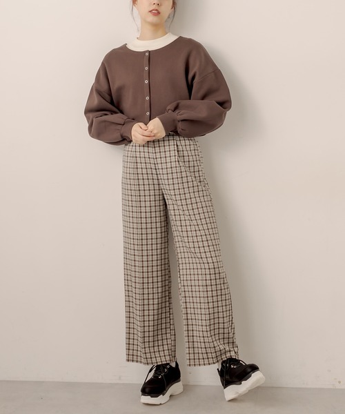 OLIVE des OLIVE（オリーブデオリーブ）の「２way着まわし、もちもち肌触り。裏起毛ダブルフロントトップス（カーディガン/ボレロ・レディース・ライトグレー/ブラック/ブラウン/レッド/グリーン・FREE）」の20枚目の写真