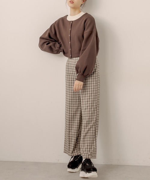 OLIVE des OLIVE（オリーブデオリーブ）の「２way着まわし、もちもち肌触り。裏起毛ダブルフロントトップス（カーディガン/ボレロ・レディース・ライトグレー/ブラック/ブラウン/レッド/グリーン・FREE）」の12枚目の写真