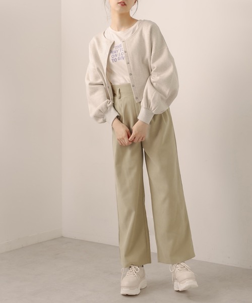 OLIVE des OLIVE（オリーブデオリーブ）の「２way着まわし、もちもち肌触り。裏起毛ダブルフロントトップス（カーディガン/ボレロ・レディース・ライトグレー/ブラック/ブラウン/レッド/グリーン・FREE）」の16枚目の写真