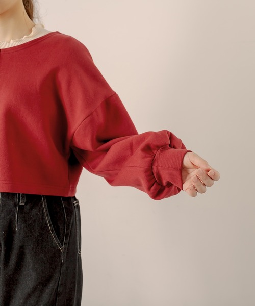 OLIVE des OLIVE（オリーブデオリーブ）の「２way着まわし、もちもち肌触り。裏起毛ダブルフロントトップス（カーディガン/ボレロ・レディース・ライトグレー/ブラック/ブラウン/レッド/グリーン・FREE）」の17枚目の写真