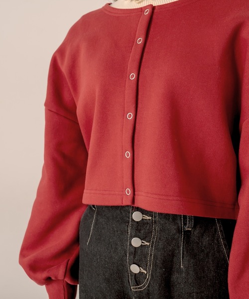 OLIVE des OLIVE（オリーブデオリーブ）の「２way着まわし、もちもち肌触り。裏起毛ダブルフロントトップス（カーディガン/ボレロ・レディース・ライトグレー/ブラック/ブラウン/レッド/グリーン・FREE）」の22枚目の写真