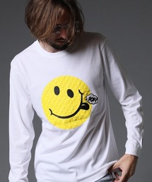 mlt3639-5.6ozコットン天竺 スマイリーフォーム&サガラパッチ LS Tシャツ