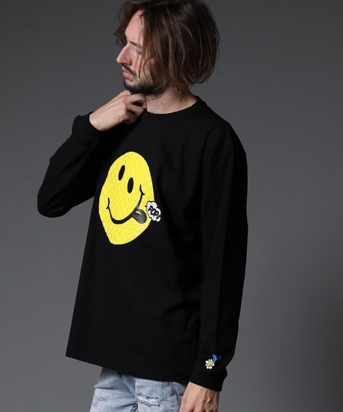 STUD MUFFIN（スタッドマフィン）の「mlt3639-5.6ozコットン天竺  スマイリーフォーム＆サガラパッチ LS Tシャツ（Tシャツ/カットソー・メンズ・ホワイト/ブラック・2/3/4）」の13枚目の写真