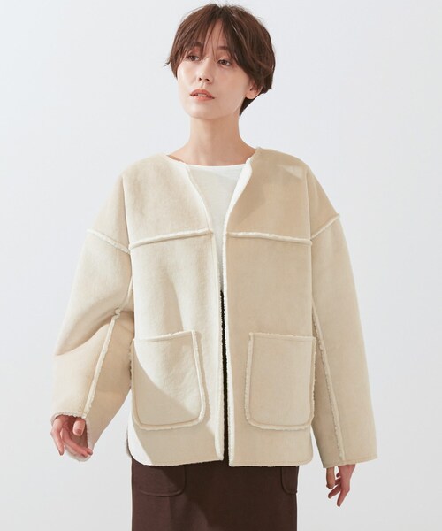 SHOO・LA・RUE（シューラルー）の「◆カットコール裏ボアブルゾン（ブルゾン・レディース・ブラウン系その他/ナチュラル・00）」の5枚目の写真