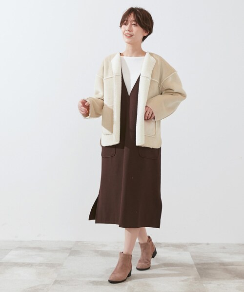 SHOO・LA・RUE（シューラルー）の「◆カットコール裏ボアブルゾン（ブルゾン・レディース・ブラウン系その他/ナチュラル・00）」の13枚目の写真