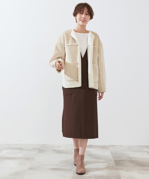 SHOO・LA・RUE（シューラルー）の「◆カットコール裏ボアブルゾン（ブルゾン・レディース・ブラウン系その他/ナチュラル・00）」の11枚目の写真