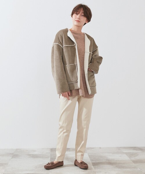 SHOO・LA・RUE（シューラルー）の「◆カットコール裏ボアブルゾン（ブルゾン・レディース・ブラウン系その他/ナチュラル・00）」の14枚目の写真