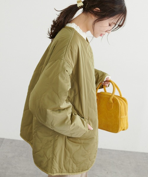 PUAL CE CIN（ピュアルセシン）の「波キルトノーカラージャケット（ノーカラージャケット・レディース・ブラック/カーキブラウン/ライトカーキ・FREE）」の16枚目の写真