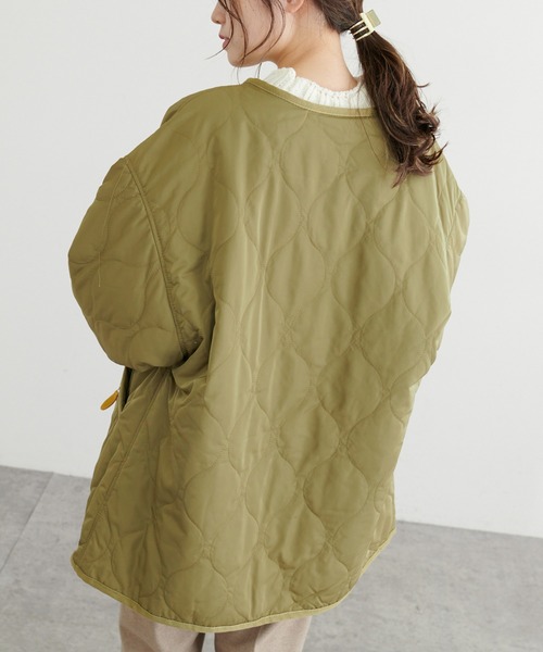 PUAL CE CIN（ピュアルセシン）の「波キルトノーカラージャケット（ノーカラージャケット・レディース・ブラック/カーキブラウン/ライトカーキ・FREE）」の7枚目の写真