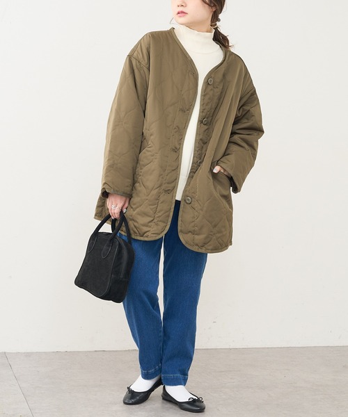 PUAL CE CIN（ピュアルセシン）の「波キルトノーカラージャケット（ノーカラージャケット・レディース・ブラック/カーキブラウン/ライトカーキ・FREE）」の10枚目の写真