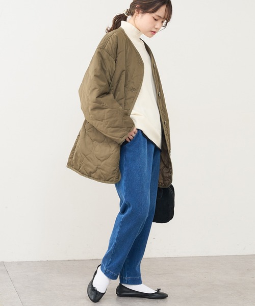 PUAL CE CIN（ピュアルセシン）の「波キルトノーカラージャケット（ノーカラージャケット・レディース・ブラック/カーキブラウン/ライトカーキ・FREE）」の13枚目の写真