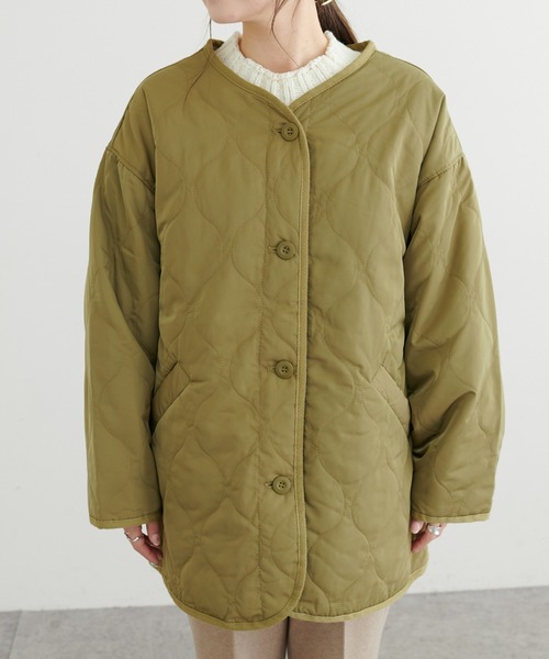 PUAL CE CIN（ピュアルセシン）の「波キルトノーカラージャケット（ノーカラージャケット・レディース・ブラック/カーキブラウン/ライトカーキ・FREE）」の11枚目の写真