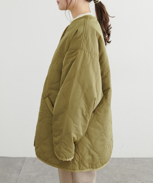 PUAL CE CIN（ピュアルセシン）の「波キルトノーカラージャケット（ノーカラージャケット・レディース・ブラック/カーキブラウン/ライトカーキ・FREE）」の14枚目の写真