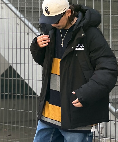 セール】《Javaジャバコラボ》極暖、異素材パネルフェイクダウン