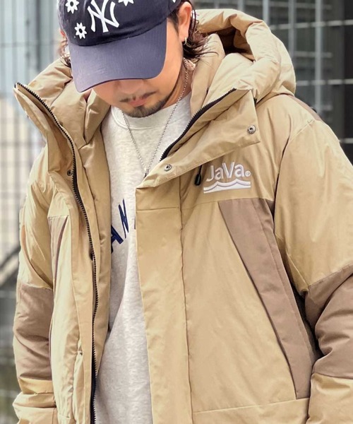 セール】《Javaジャバコラボ》極暖、異素材パネルフェイクダウン