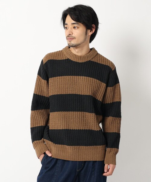 BASECONTROL(ベースコントロール)の「◆ポリエステル モールヤーン 畦編み クルーネックニット(ニット/セーター・メンズ・ライトグリーン系/サックスブルー/グレー系その他/キャメル/グレー/ライトグリーン・03/02/04)」の6枚目の写真