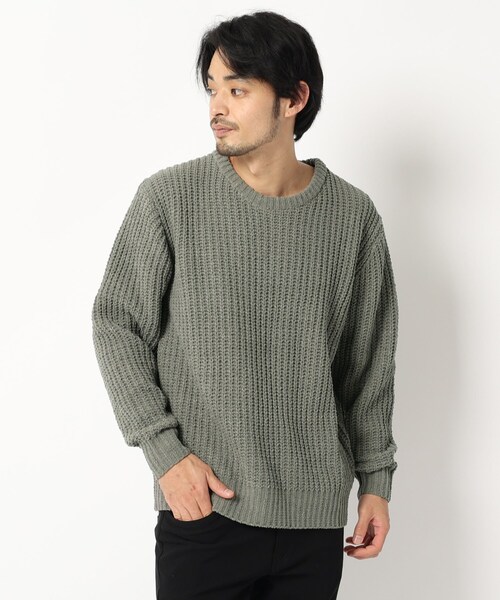 BASECONTROL(ベースコントロール)の「◆ポリエステル モールヤーン 畦編み クルーネックニット(ニット/セーター・メンズ・ライトグリーン系/サックスブルー/グレー系その他/キャメル/グレー/ライトグリーン・03/02/04)」の3枚目の写真