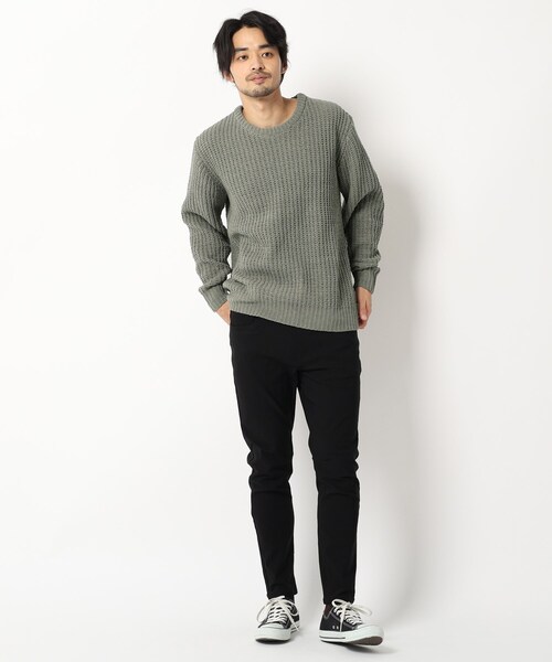 BASECONTROL(ベースコントロール)の「◆ポリエステル モールヤーン 畦編み クルーネックニット(ニット/セーター・メンズ・ライトグリーン系/サックスブルー/グレー系その他/キャメル/グレー/ライトグリーン・03/02/04)」の19枚目の写真