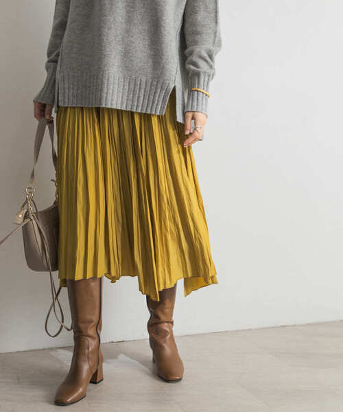 URBAN RESEARCH(アーバンリサーチ)の「ランダムヘムプリーツギャザースカート(スカート・レディース・イエロー/ブルー/ブラウン系その他/ベージュ系その他・FREE)」の4枚目の写真