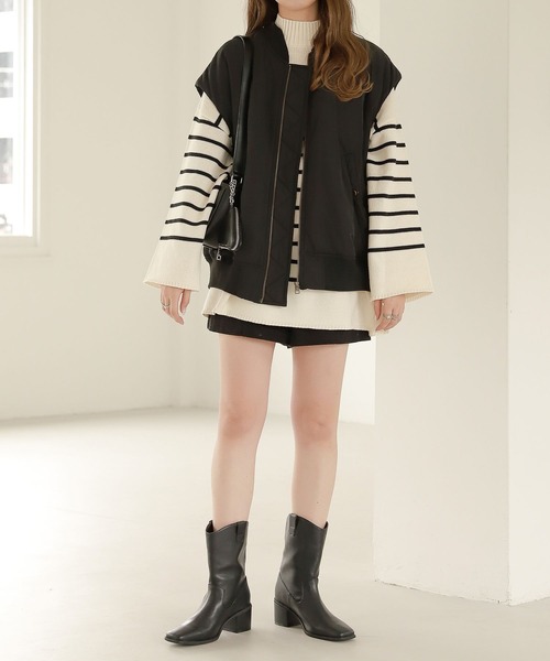 Heather（ヘザー）の「ハイネックボーダーチュニックニット  264778（ニット/セーター・レディース・ホワイト系その他/ブラック系その他/グリーン系その他・FREE）」の15枚目の写真