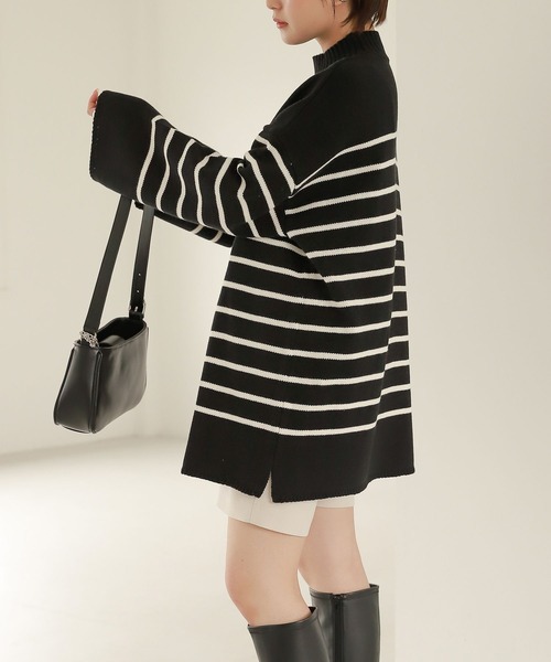 Heather（ヘザー）の「ハイネックボーダーチュニックニット  264778（ニット/セーター・レディース・ホワイト系その他/ブラック系その他/グリーン系その他・FREE）」の19枚目の写真