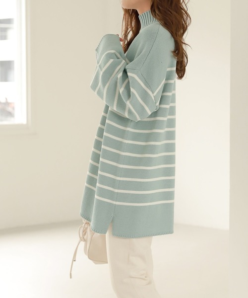 Heather（ヘザー）の「ハイネックボーダーチュニックニット  264778（ニット/セーター・レディース・ホワイト系その他/ブラック系その他/グリーン系その他・FREE）」の13枚目の写真
