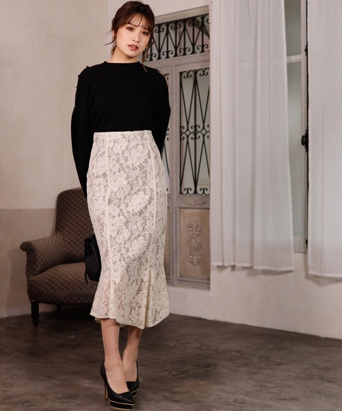 LIPSERVICE（リップサービス）の「ショルダーボタン2wayニットトップス（ニット/セーター・レディース・ホワイト/パープル/グリーン/ピンクベージュ/ブラック・FREE）」の21枚目の写真