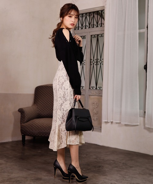 LIPSERVICE（リップサービス）の「ショルダーボタン2wayニットトップス（ニット/セーター・レディース・ホワイト/パープル/グリーン/ピンクベージュ/ブラック・FREE）」の17枚目の写真