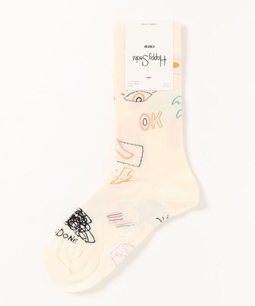 Happy Socks(ハッピーソックス)の「Happy Socks Good Times クルーソックス 10211056(ソックス/靴下・レディース・ホワイト/ブラック・M/L)」の6枚目の写真