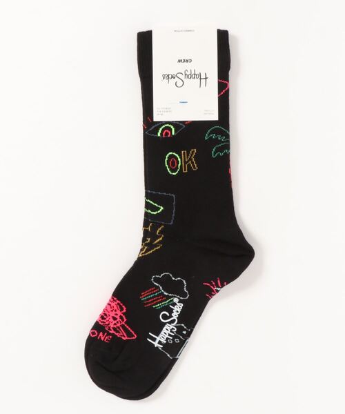 Happy Socks(ハッピーソックス)の「Happy Socks Good Times クルーソックス 10211056(ソックス/靴下・レディース・ホワイト/ブラック・M/L)」の4枚目の写真