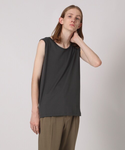 tk.TAKEO KIKUCHI(ティーケータケオキクチ)の「◆ハイゲージスムースタンクトップ(タンクトップ・メンズ・サンドベージュ/ブラック/ホワイト/チャコールグレー・02/03/04)」の3枚目の写真