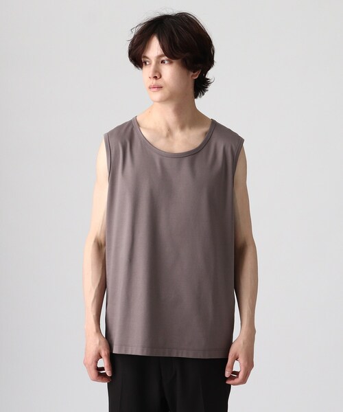 tk.TAKEO KIKUCHI(ティーケータケオキクチ)の「◆ハイゲージスムースタンクトップ(タンクトップ・メンズ・サンドベージュ/ブラック/ホワイト/チャコールグレー・02/03/04)」の6枚目の写真