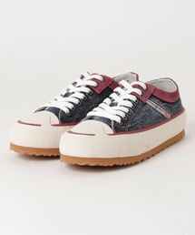 メンズ MIXマテリアル ボリュームソール ローカットスニーカー