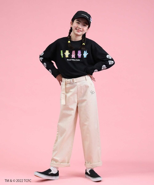 VIVIAN BLUE（ビビアンブルー）の「【VIVIAN BLUE】ケアベアプリントロングTシャツ（Tシャツ/カットソー・キッズ・ブラック/ベージュ/イエロー/ブルー・120/130/140/150）」の9枚目の写真
