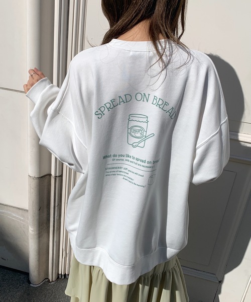 OLIVE des OLIVE（オリーブデオリーブ）の「トーストフレンズプルオーバー/スウェット/トレーナー（スウェット・レディース・ライトグレー/オフホワイト/ピンク/ミント/スミクロ・FREE）」の2枚目の写真