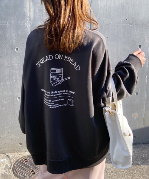 OLIVE des OLIVE（オリーブデオリーブ）の「トーストフレンズプルオーバー/スウェット/トレーナー（スウェット・レディース・ライトグレー/オフホワイト/ピンク/ミント/スミクロ・FREE）」の3枚目の写真